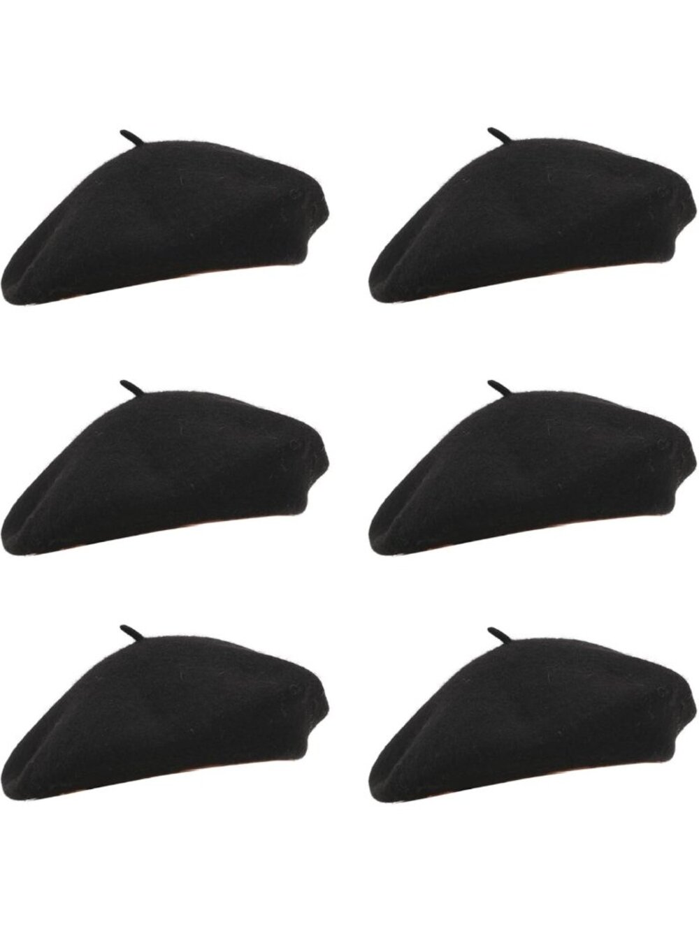 6-Piece Wool Beret Set for Women | French Artist Hats | Solid Color Costumes